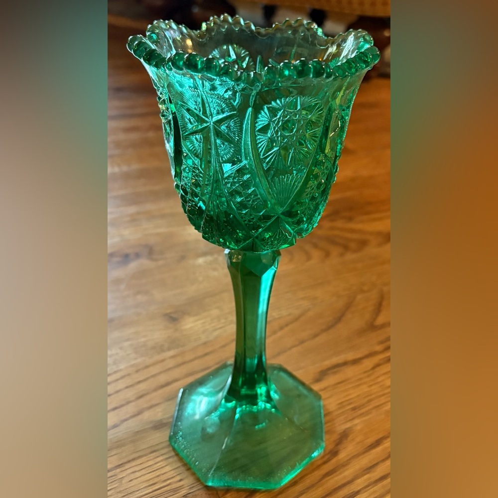 Kemple Green Sextec 9.5” Chalice Votive Candle Holder, 1960’s, EUC